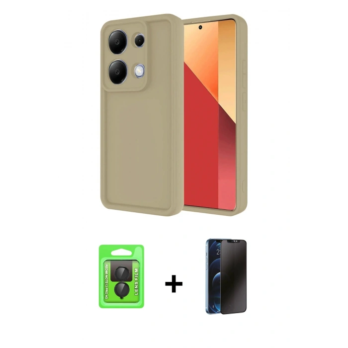 MARSİLYAN™- Redmi Note 13 Pro 4G Kılıf Yankı Yansıma Özel Seri - Siyah 3D Antistatik Hayalet Cam Ekran Koruyucu + Raze Metal Kamera Lens - SH