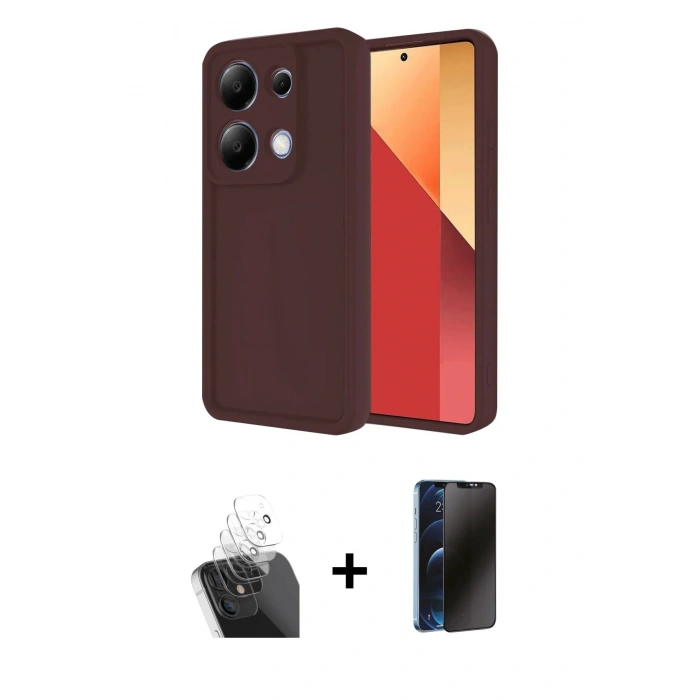 MARSİLYAN™- Redmi Note 13 Pro 4G Kılıf Yankı Yansıma Özel Seri - Siyah 3D Antistatik Hayalet Cam Ekran Koruyucu + Kamera Lens Koruma Cam - SF