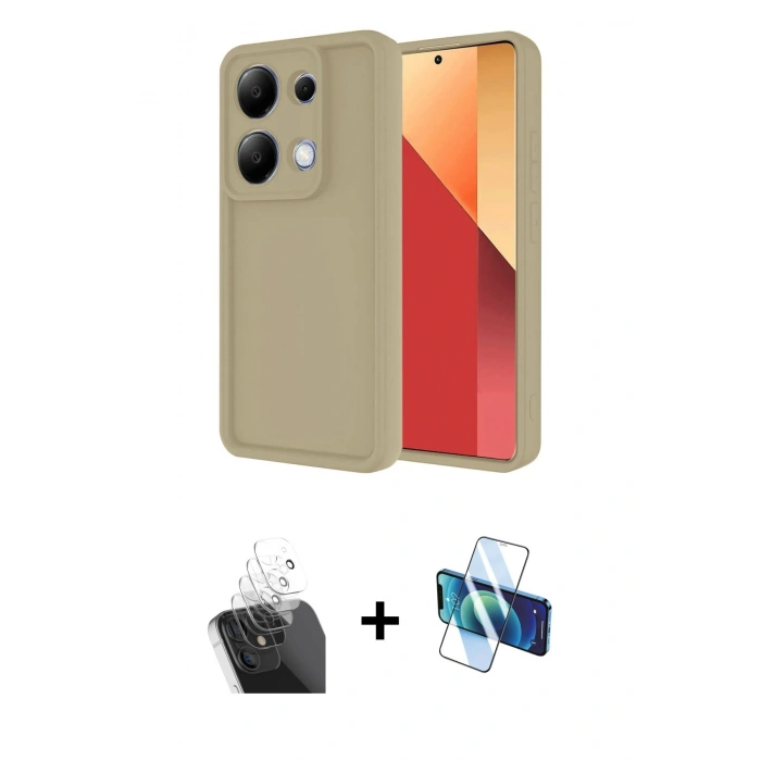 MARSİLYAN™- Redmi Note 13 Pro 4G Kılıf Yankı Yansıma Özel Seri - Siyah 3D Antistatik Seramik Nano Ekran Koruyucu + Kamera Lens Koruma Cam - SF