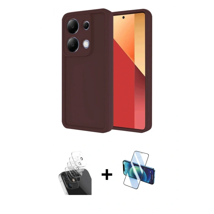 MARSİLYAN™- Redmi Note 13 Pro 4G Kılıf Yankı Yansıma Özel Seri - Siyah 3D Antistatik Seramik Nano Ekran Koruyucu + Kamera Lens Koruma Cam - SF