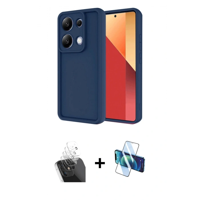 MARSİLYAN™- Redmi Note 13 Pro 4G Kılıf Yankı Yansıma Özel Seri - Siyah 3D Antistatik Seramik Nano Ekran Koruyucu + Kamera Lens Koruma Cam - SF