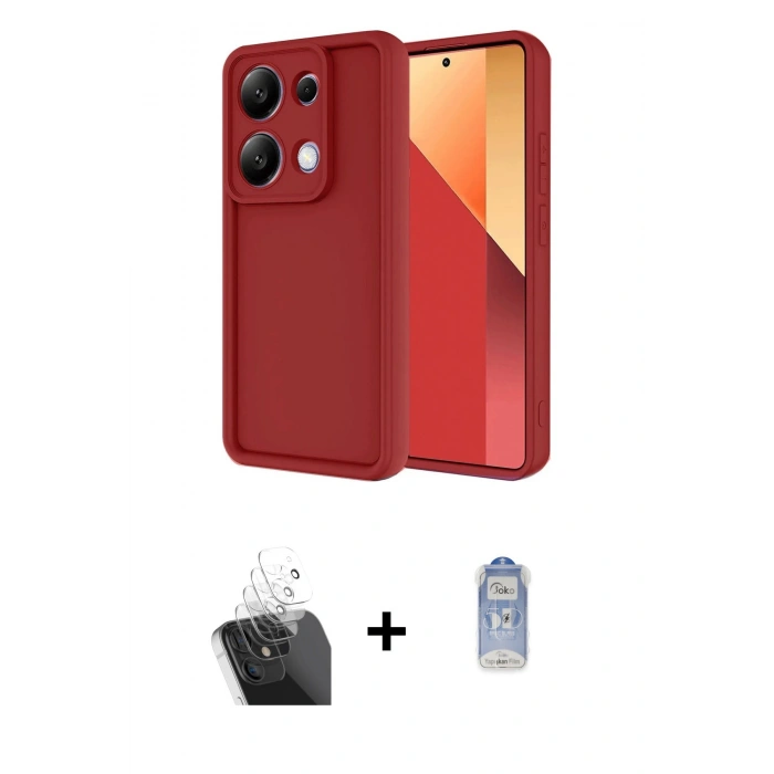 MARSİLYAN™- Redmi Note 13 Pro 4G Kılıf Yankı Yansıma Özel Seri - Siyah Joko Magic 5D Cam + Kamera Lens Koruma Cam - SF