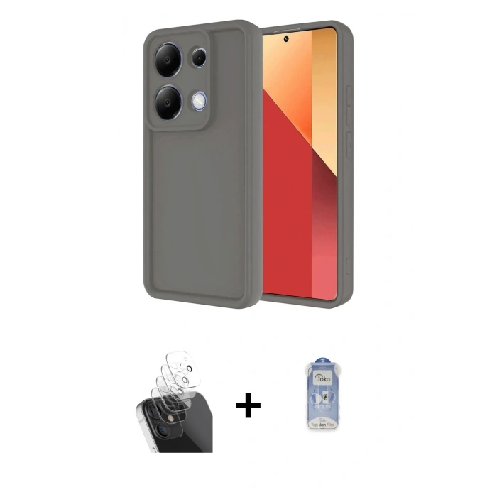 MARSİLYAN™- Redmi Note 13 Pro 4G Kılıf Yankı Yansıma Özel Seri - Siyah Joko Magic 5D Cam + Kamera Lens Koruma Cam - SF