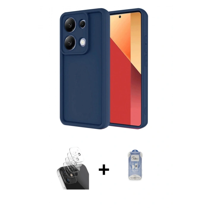MARSİLYAN™- Redmi Note 13 Pro 4G Kılıf Yankı Yansıma Özel Seri - Siyah Joko Magic 5D Cam + Kamera Lens Koruma Cam - SF