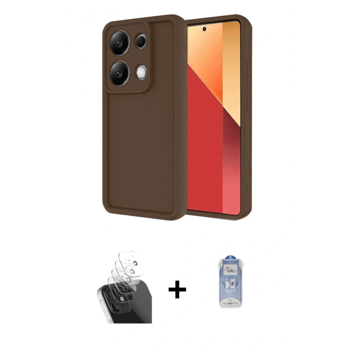 MARSİLYAN™- Redmi Note 13 Pro 4G Kılıf Yankı Yansıma Özel Seri - Siyah Joko Magic 5D Cam + Kamera Lens Koruma Cam - SF