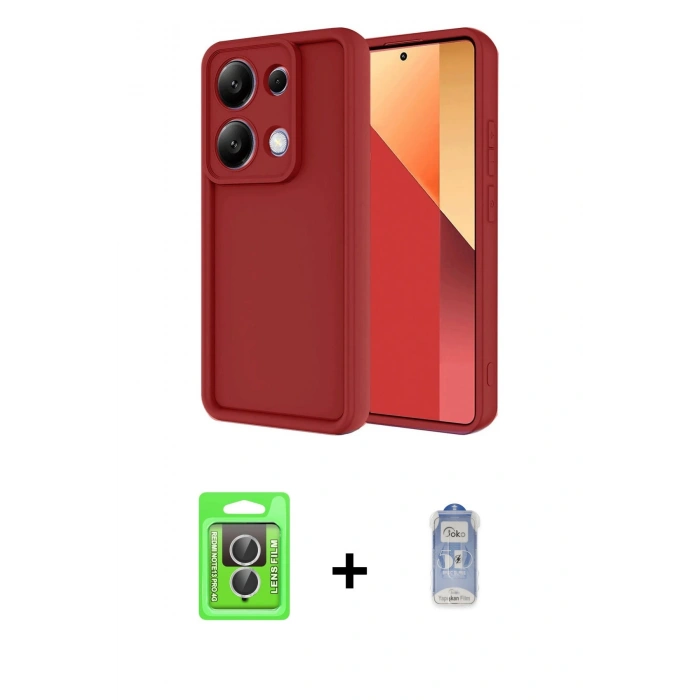 MARSİLYAN™- Redmi Note 13 Pro 4G Kılıf Yankı Yansıma Özel Seri - Siyah Joko Magic 5D Cam + Raze Metal Kamera Lens - GS