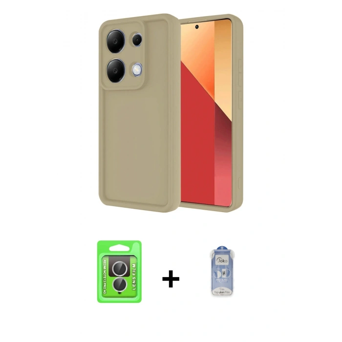MARSİLYAN™- Redmi Note 13 Pro 4G Kılıf Yankı Yansıma Özel Seri - Siyah Joko Magic 5D Cam + Raze Metal Kamera Lens - GS