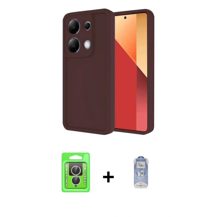 MARSİLYAN™- Redmi Note 13 Pro 4G Kılıf Yankı Yansıma Özel Seri - Siyah Joko Magic 5D Cam + Raze Metal Kamera Lens - GS