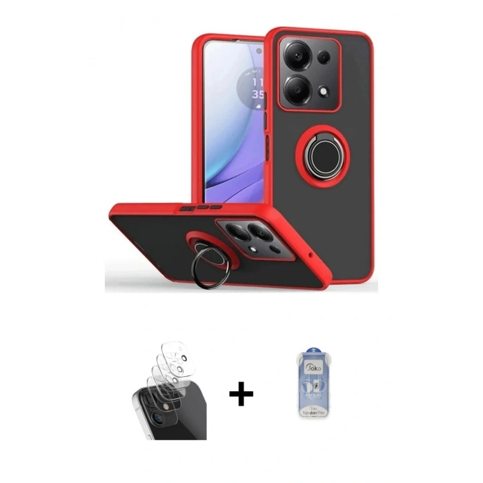 MARSİLYAN™- Redmi Note 13 Pro 4G Kılıf Yörünge Çizgi - Siyah Joko Magic 5D Cam + Kamera Lens Koruma Cam - SF