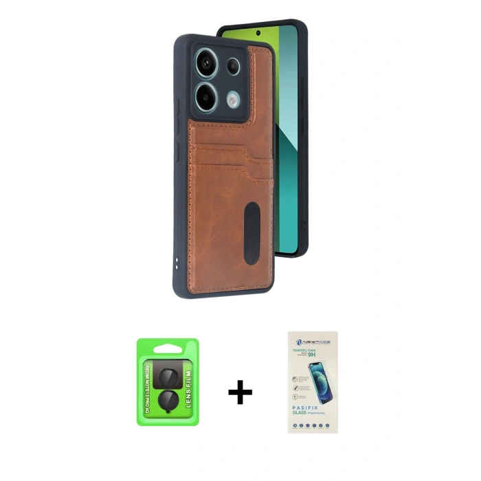MARSİLYAN™- Redmi Note 13 Pro 4G Kılıf Yörünge Işık Serisi - Şeffaf Pasifik Cam Ekran Koruyucu + Raze Metal Kamera Lens - SH