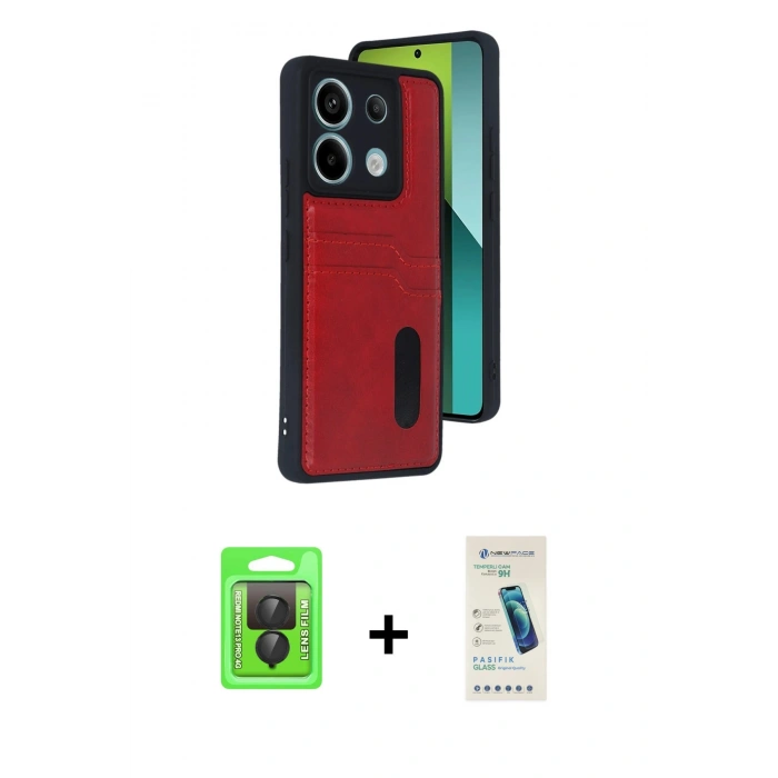 MARSİLYAN™- Redmi Note 13 Pro 4G Kılıf Yörünge Işık Serisi - Şeffaf Pasifik Cam Ekran Koruyucu + Raze Metal Kamera Lens - SH