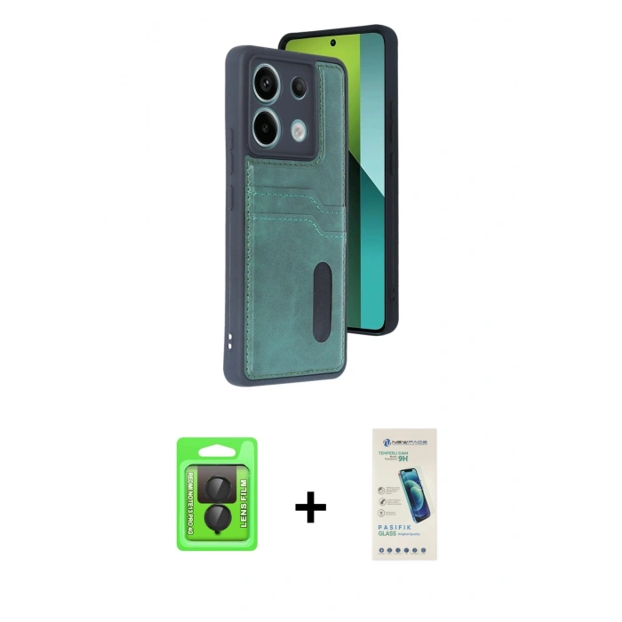 MARSİLYAN™- Redmi Note 13 Pro 4G Kılıf Yörünge Işık Serisi - Şeffaf Pasifik Cam Ekran Koruyucu + Raze Metal Kamera Lens - SH