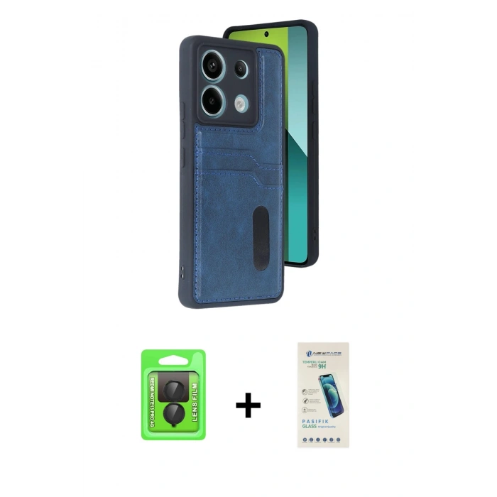 MARSİLYAN™- Redmi Note 13 Pro 4G Kılıf Yörünge Işık Serisi - Şeffaf Pasifik Cam Ekran Koruyucu + Siyah Raze Metal Kamera Lens