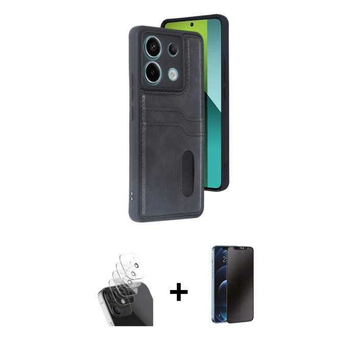 MARSİLYAN™- Redmi Note 13 Pro 4G Kılıf Yörünge Işık Serisi - Siyah 3D Antistatik Hayalet Cam Ekran Koruyucu + Kamera Lens Koruma Cam - SF