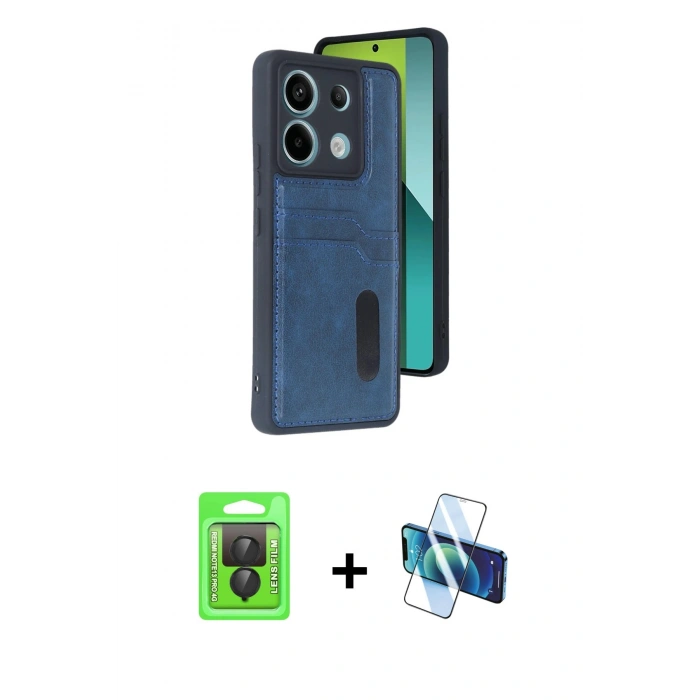 MARSİLYAN™- Redmi Note 13 Pro 4G Kılıf Yörünge Işık Serisi - Siyah 3D Antistatik Seramik Nano Ekran Koruyucu + Siyah Raze Metal Kamera Lens