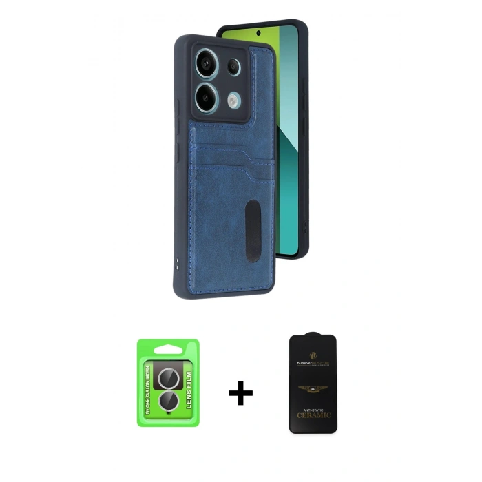 MARSİLYAN™- Redmi Note 13 Pro 4G Kılıf Yörünge Işık Serisi - Siyah 6D Antistatik Mat Seramik Hayalet Nano Ekran Koruyucu + Raze Metal Kamera Lens - GS