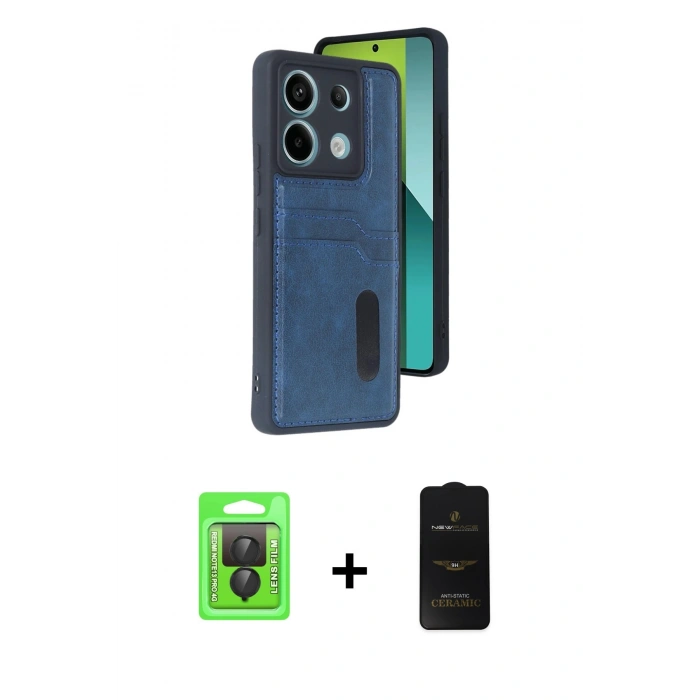 MARSİLYAN™- Redmi Note 13 Pro 4G Kılıf Yörünge Işık Serisi - Siyah 6D Antistatik Mat Seramik Hayalet Nano Ekran Koruyucu + Raze Metal Kamera Lens - SH