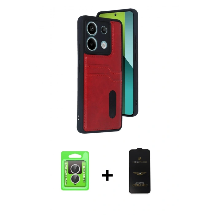 MARSİLYAN™- Redmi Note 13 Pro 4G Kılıf Yörünge Işık Serisi - Siyah 6D Antistatik Mat Seramik Hayalet Nano Ekran Koruyucu + Raze Metal Kamera Lens - GS