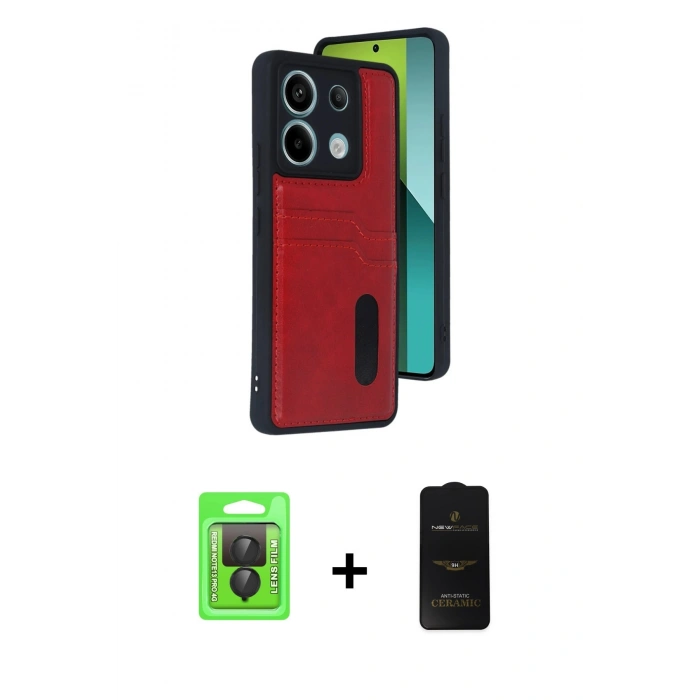MARSİLYAN™- Redmi Note 13 Pro 4G Kılıf Yörünge Işık Serisi - Siyah 6D Antistatik Mat Seramik Hayalet Nano Ekran Koruyucu + Raze Metal Kamera Lens - SH