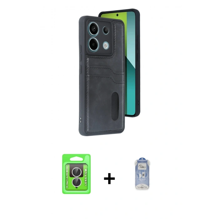 MARSİLYAN™- Redmi Note 13 Pro 4G Kılıf Yörünge Işık Serisi - Siyah Joko Magic 5D Cam + Raze Metal Kamera Lens - GS