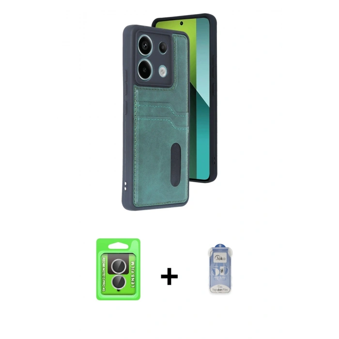MARSİLYAN™- Redmi Note 13 Pro 4G Kılıf Yörünge Işık Serisi - Siyah Joko Magic 5D Cam + Raze Metal Kamera Lens - GS