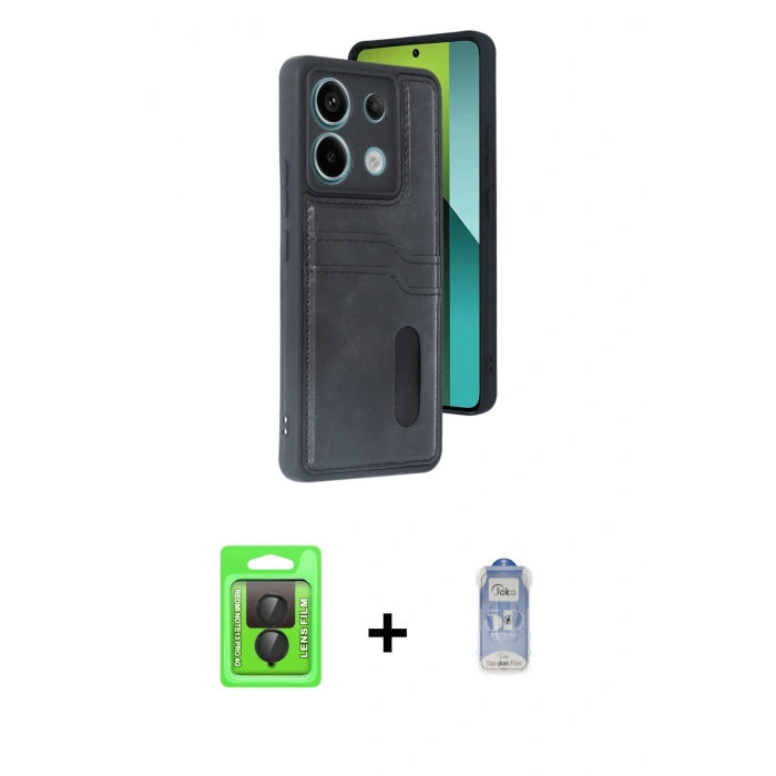 MARSİLYAN™- Redmi Note 13 Pro 4G Kılıf Yörünge Işık Serisi - Siyah Joko Magic 5D Cam + Siyah Raze Metal Kamera Lens