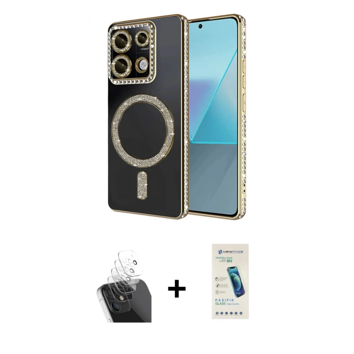 MARSİLYAN™- Redmi Note 13 Pro 4G Kılıf Zirve Doku Prime - Şeffaf Pasifik Cam Ekran Koruyucu + Kamera Lens Koruma Cam - SF