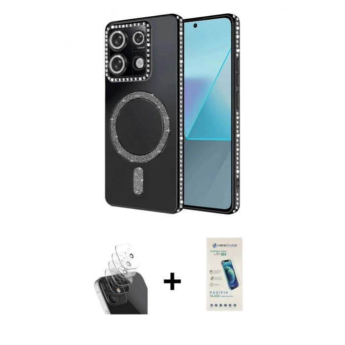 MARSİLYAN™- Redmi Note 13 Pro 4G Kılıf Zirve Doku Prime - Şeffaf Pasifik Cam Ekran Koruyucu + Kamera Lens Koruma Cam - SF