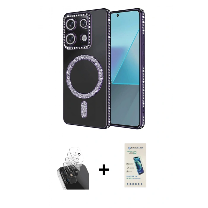 MARSİLYAN™- Redmi Note 13 Pro 4G Kılıf Zirve Doku Prime - Şeffaf Pasifik Cam Ekran Koruyucu + Kamera Lens Koruma Cam - SF