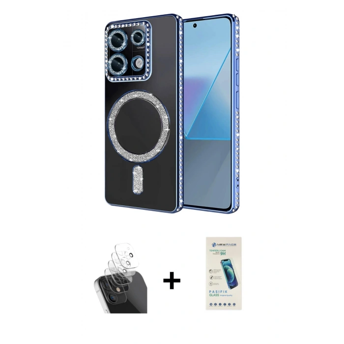 MARSİLYAN™- Redmi Note 13 Pro 4G Kılıf Zirve Doku Prime - Şeffaf Pasifik Cam Ekran Koruyucu + Kamera Lens Koruma Cam - SF
