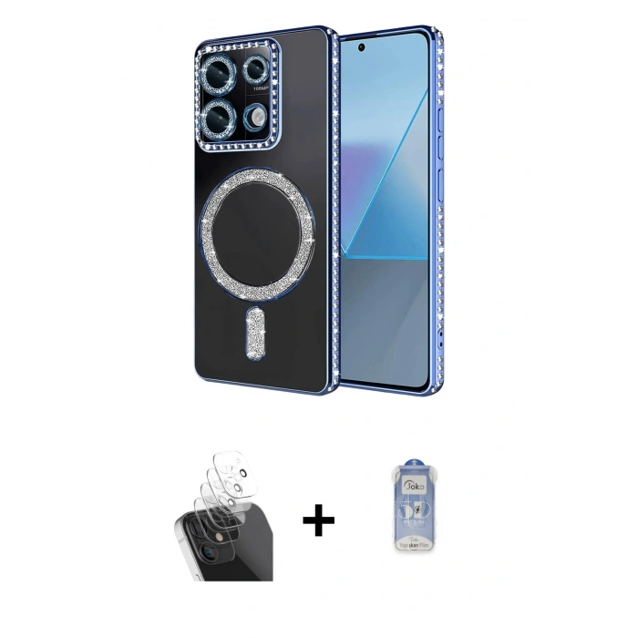 MARSİLYAN™- Redmi Note 13 Pro 4G Kılıf Zirve Doku Prime - Siyah Joko Magic 5D Cam + Kamera Lens Koruma Cam - SF