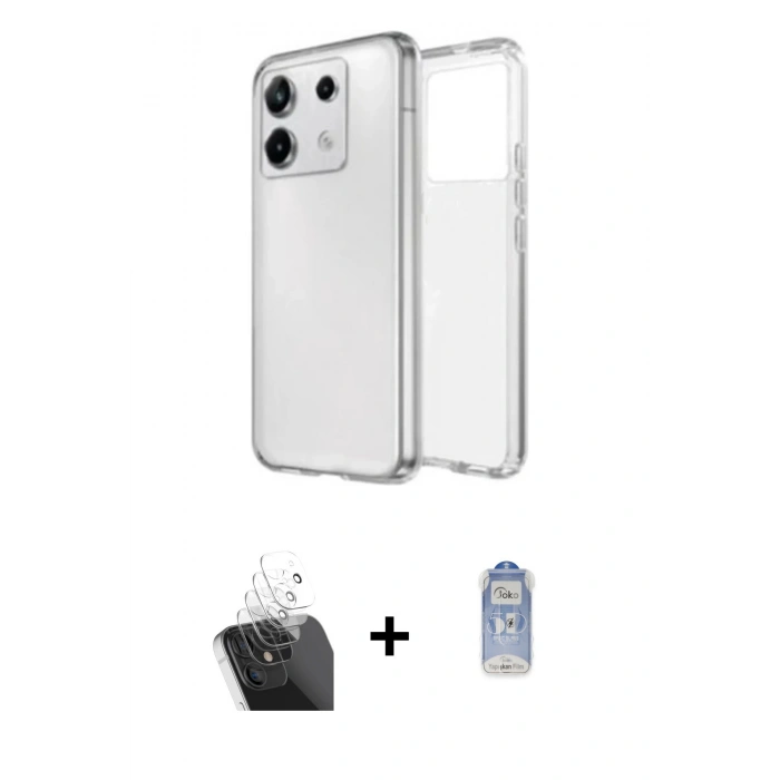 MARSİLYAN™- Redmi Note 13 Pro 4G Kılıf Zirve Doku - Siyah Joko Magic 5D Cam + Kamera Lens Koruma Cam - SF