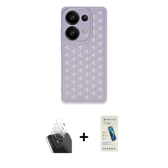 MARSİLYAN™- Redmi Note 13 Pro 4G Kılıf Zirve Form - Şeffaf Pasifik Cam Ekran Koruyucu + Kamera Lens Koruma Cam - SF