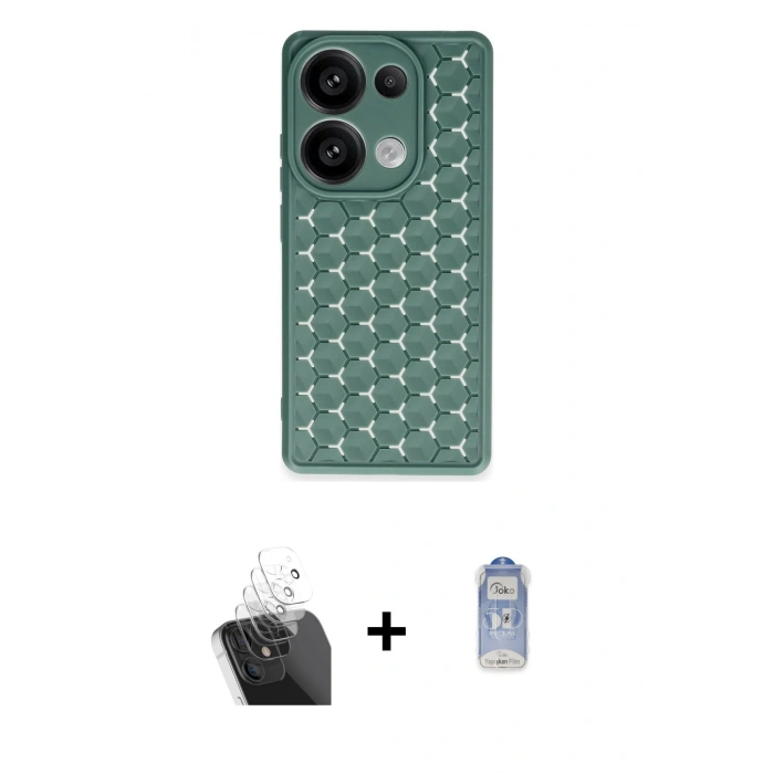 MARSİLYAN™- Redmi Note 13 Pro 4G Kılıf Zirve Form - Siyah Joko Magic 5D Cam + Kamera Lens Koruma Cam - SF