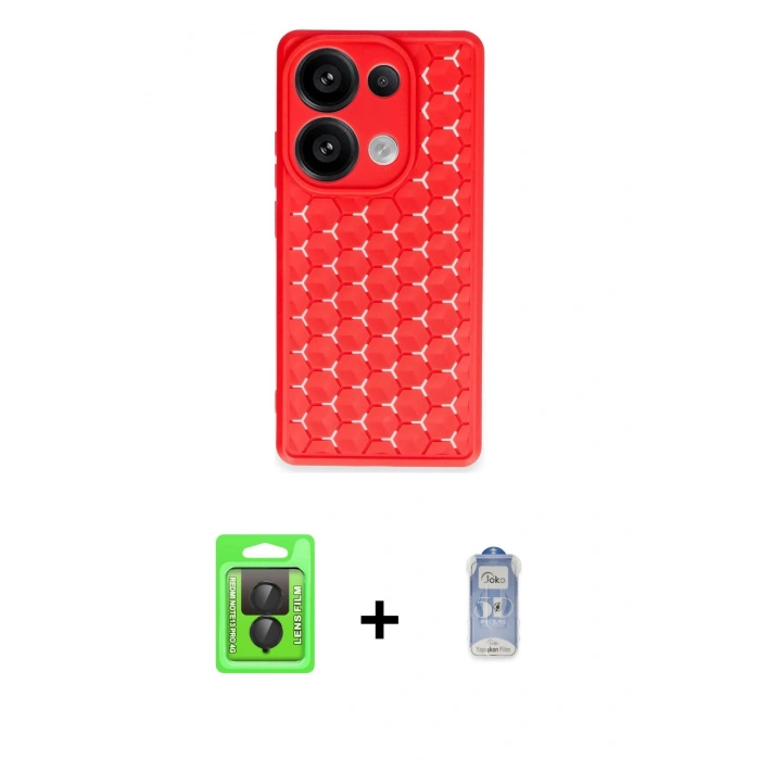 MARSİLYAN™- Redmi Note 13 Pro 4G Kılıf Zirve Form - Siyah Joko Magic 5D Cam + Raze Metal Kamera Lens - SH