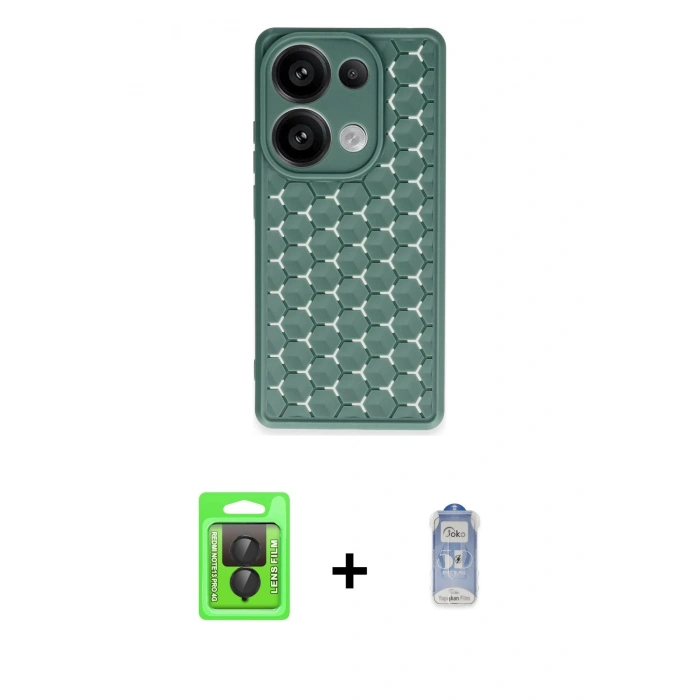 MARSİLYAN™- Redmi Note 13 Pro 4G Kılıf Zirve Form - Siyah Joko Magic 5D Cam + Raze Metal Kamera Lens - SH