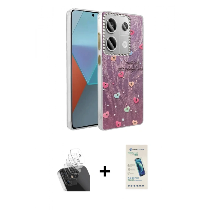 MARSİLYAN™- Redmi Note 13 Pro 4G Kılıf Zirve Modern Prime - Şeffaf Pasifik Cam Ekran Koruyucu + Kamera Lens Koruma Cam - SF