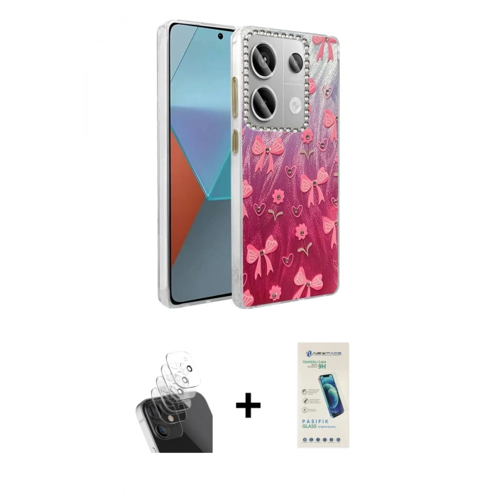MARSİLYAN™- Redmi Note 13 Pro 4G Kılıf Zirve Modern Prime - Şeffaf Pasifik Cam Ekran Koruyucu + Kamera Lens Koruma Cam - SF