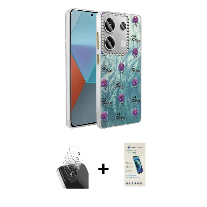 MARSİLYAN™- Redmi Note 13 Pro 4G Kılıf Zirve Modern Prime - Şeffaf Pasifik Cam Ekran Koruyucu + Kamera Lens Koruma Cam - SF