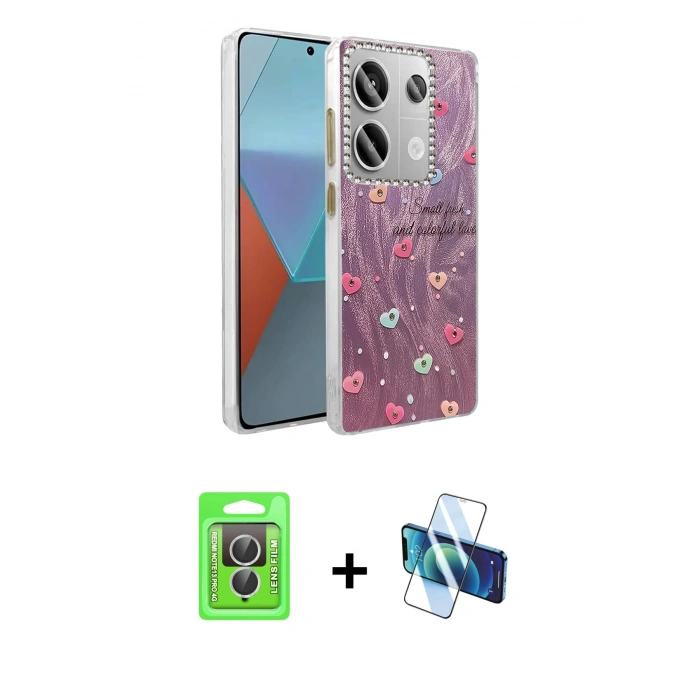 MARSİLYAN™- Redmi Note 13 Pro 4G Kılıf Zirve Modern Prime - Siyah 3D Antistatik Seramik Nano Ekran Koruyucu + Raze Metal Kamera Lens - GS