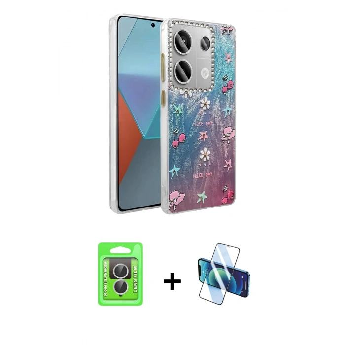 MARSİLYAN™- Redmi Note 13 Pro 4G Kılıf Zirve Modern Prime - Siyah 3D Antistatik Seramik Nano Ekran Koruyucu + Raze Metal Kamera Lens - GS