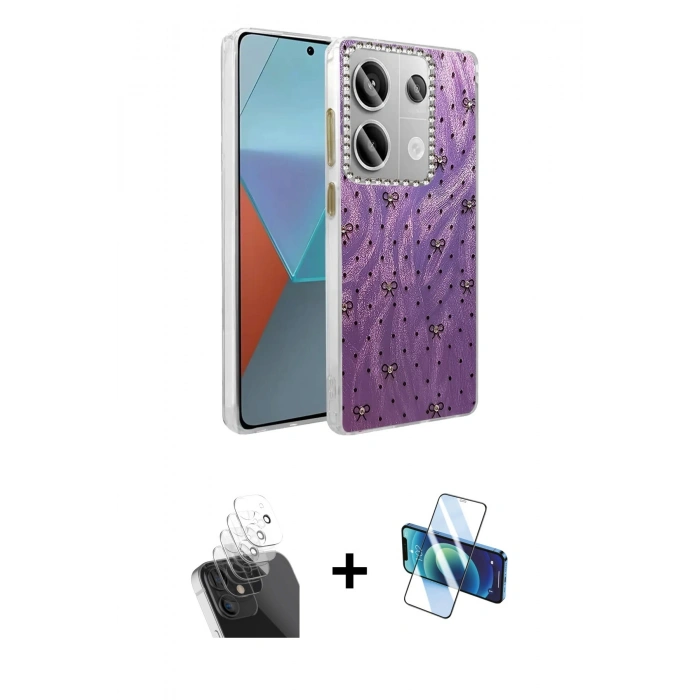 MARSİLYAN™- Redmi Note 13 Pro 4G Kılıf Zirve Modern Prime - Siyah 3D Antistatik Seramik Nano Ekran Koruyucu + Kamera Lens Koruma Cam - SF