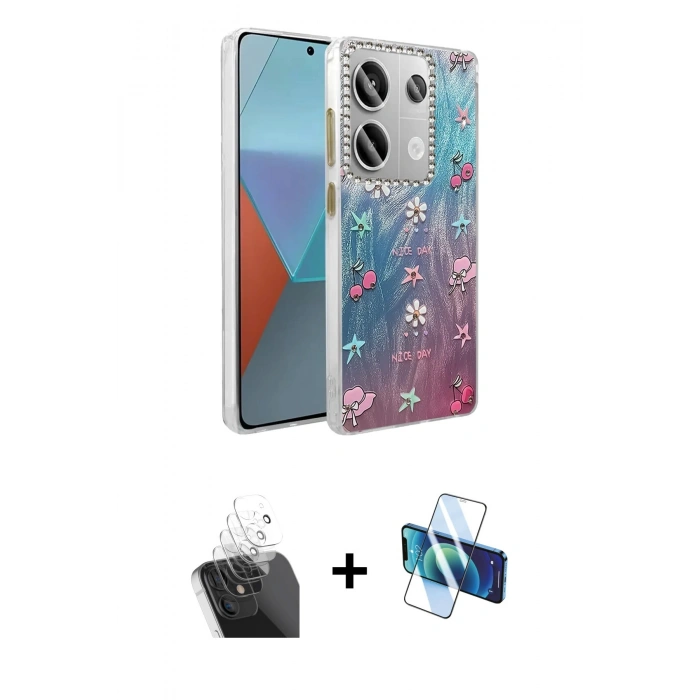 MARSİLYAN™- Redmi Note 13 Pro 4G Kılıf Zirve Modern Prime - Siyah 3D Antistatik Seramik Nano Ekran Koruyucu + Kamera Lens Koruma Cam - SF