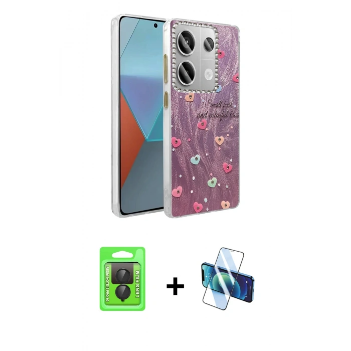 MARSİLYAN™- Redmi Note 13 Pro 4G Kılıf Zirve Modern Prime - Siyah 3D Antistatik Seramik Nano Ekran Koruyucu + Siyah Raze Metal Kamera Lens