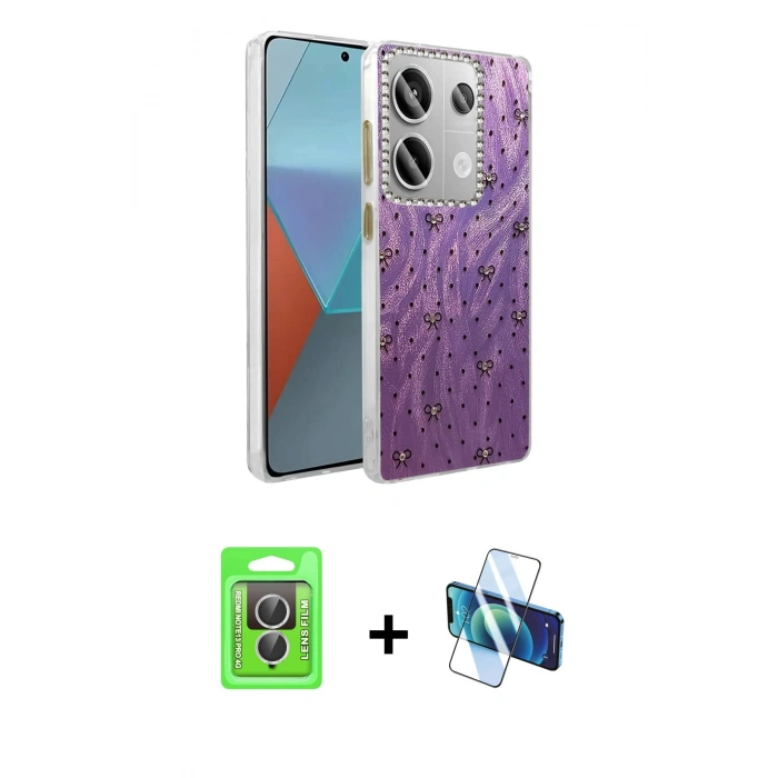 MARSİLYAN™- Redmi Note 13 Pro 4G Kılıf Zirve Modern Prime - Siyah 3D Antistatik Seramik Nano Ekran Koruyucu + Raze Metal Kamera Lens - GS