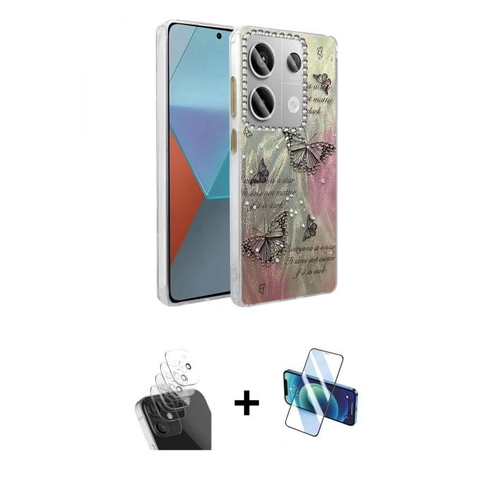 MARSİLYAN™- Redmi Note 13 Pro 4G Kılıf Zirve Modern Prime - Siyah 3D Antistatik Seramik Nano Ekran Koruyucu + Kamera Lens Koruma Cam - SF