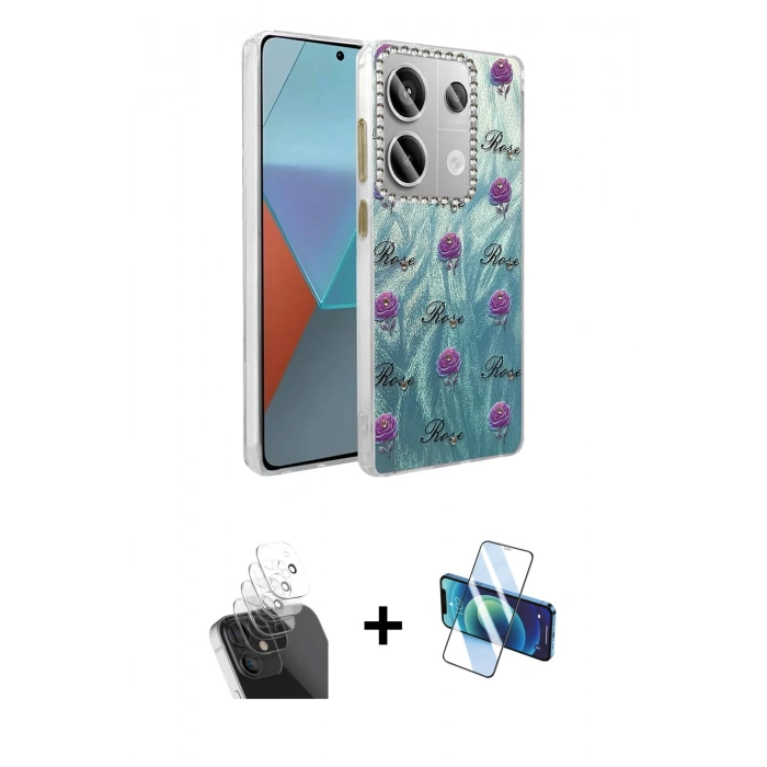 MARSİLYAN™- Redmi Note 13 Pro 4G Kılıf Zirve Modern Prime - Siyah 3D Antistatik Seramik Nano Ekran Koruyucu + Kamera Lens Koruma Cam - SF