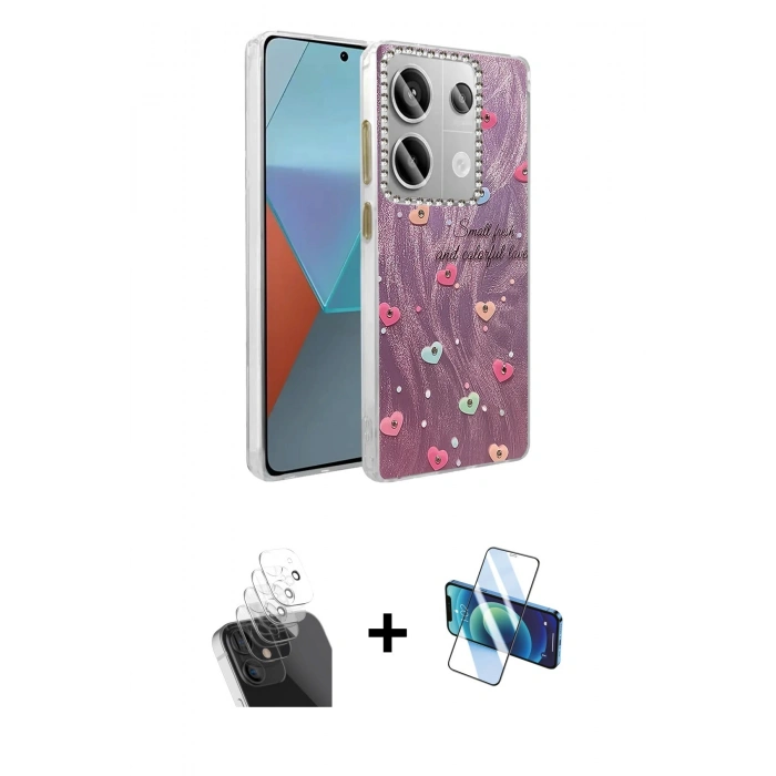 MARSİLYAN™- Redmi Note 13 Pro 4G Kılıf Zirve Modern Prime - Siyah 3D Antistatik Seramik Nano Ekran Koruyucu + Kamera Lens Koruma Cam - SF