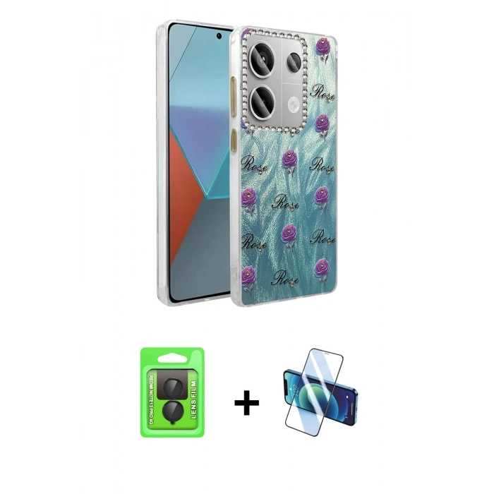 MARSİLYAN™- Redmi Note 13 Pro 4G Kılıf Zirve Modern Prime - Siyah 3D Antistatik Seramik Nano Ekran Koruyucu + Siyah Raze Metal Kamera Lens