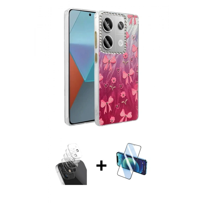MARSİLYAN™- Redmi Note 13 Pro 4G Kılıf Zirve Modern Prime - Siyah 3D Antistatik Seramik Nano Ekran Koruyucu + Kamera Lens Koruma Cam - SF